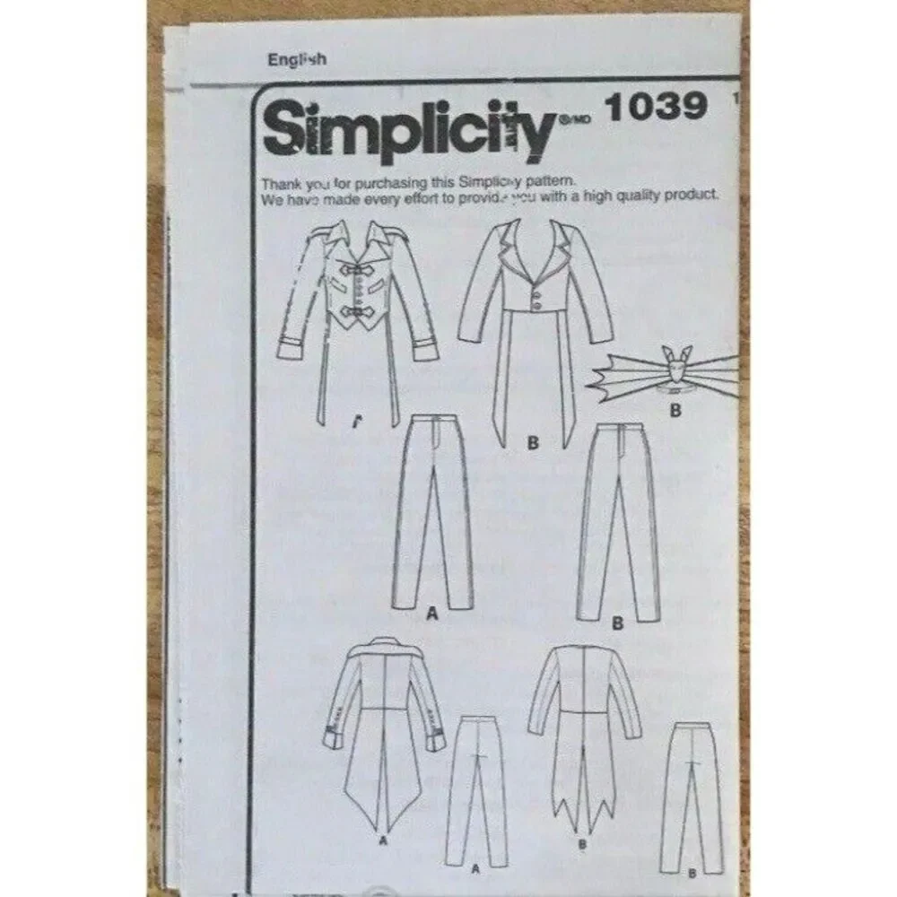#1039 Simplicity mens nightmare chirstmas costume sewing pattern SIZE 38-44